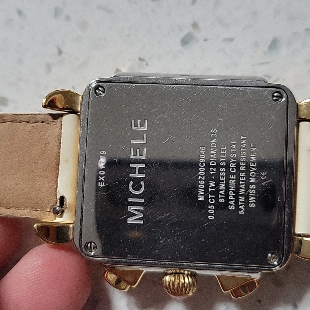 Gold and White Square Dial Watch - Picture 2 of 5